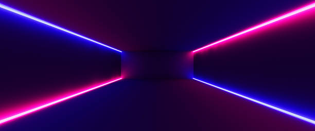 istock 3d render, ultraviolet neon square portal, glowing lines, tunnel, corridor, virtual reality, abstract fashion background, violet neon lights, arch, pink blue spectrum vibrant colors 2217131244