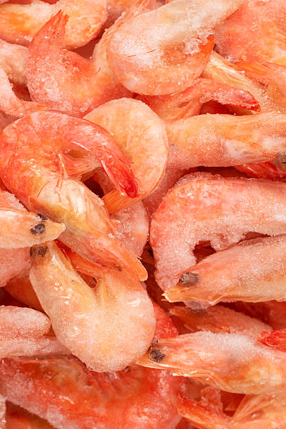 istock Fresh shrimps in ice. Top view. 2217133746