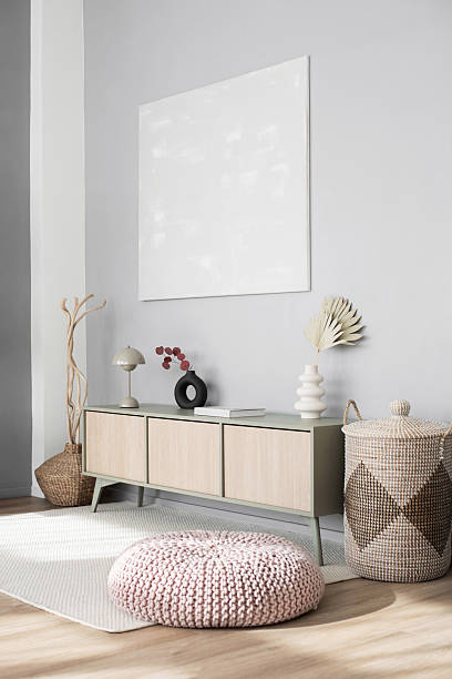 istock Modern interior design. Shelf in a living room 2217134653
