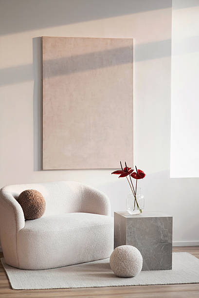 istock Modern interior design. Chair with pillow in a living room 2217134654