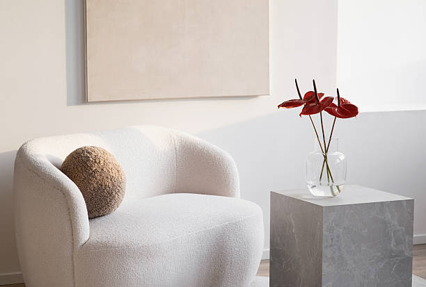 istock Modern interior design. Chair with pillow in a living room 2217134663