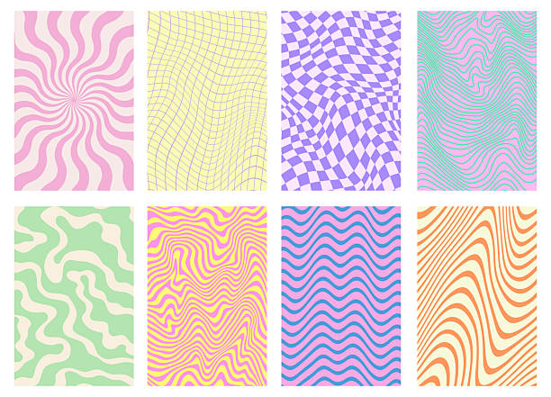 ilustrații de stoc cu set de modele geometrice groovy cool. texturi jucăușe distractive pop art. fundaluri vintage design vectorial din anii 80. - atitudine cool