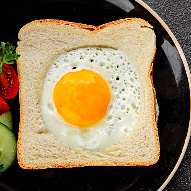 istock Fried gashouse eggs in bread egg in the basket delicious snack breakfast in a bowl fresh delicious gourmet food background on the table rustic food top view copy space 2217138432