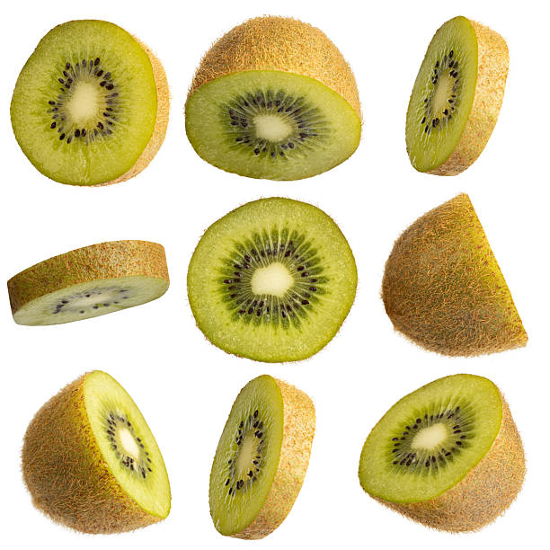 istock Set of kiwi slices isolated on white background 2217138679