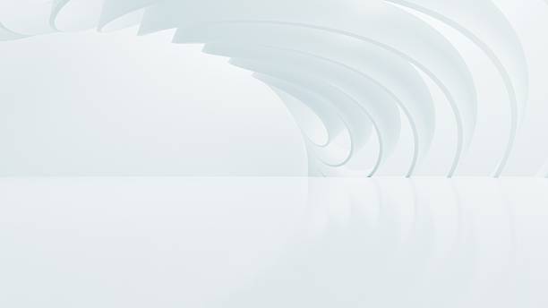 istock Abstract wavy architectural space with empty concrete floor, Geometric in white sci-fi interior design, 3d rendering background 2217140359