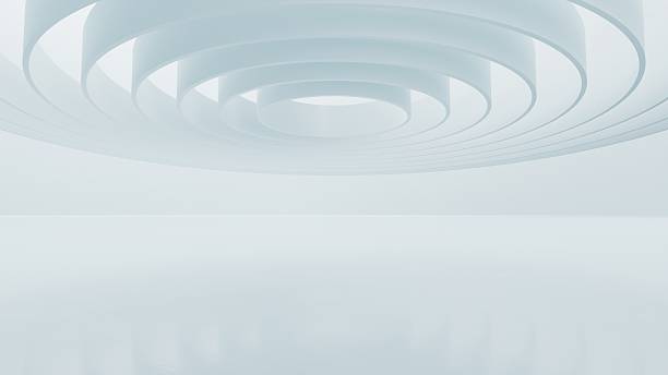 istock Abstract wavy architectural space with empty concrete floor, Geometric in white sci-fi interior design, 3d rendering background 2217140362