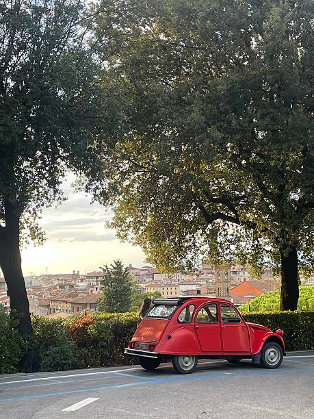 istock Red Classic Car in Florence, Italy 2217142141