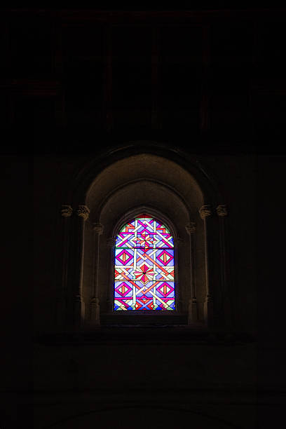 King Rose Window Stained Glass Basilica National Cathedral of St Peter and St Paul Episcopal Church Washington DC. Construction started 1907 based 1893 Congress charter.