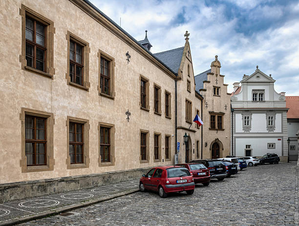 Kutna Hora, Czech Republic, May 10, 2025: View of the city hall of this Bohemian town. The historic district of Kutna Hora is listed as UNESCO World Heritage Site.
