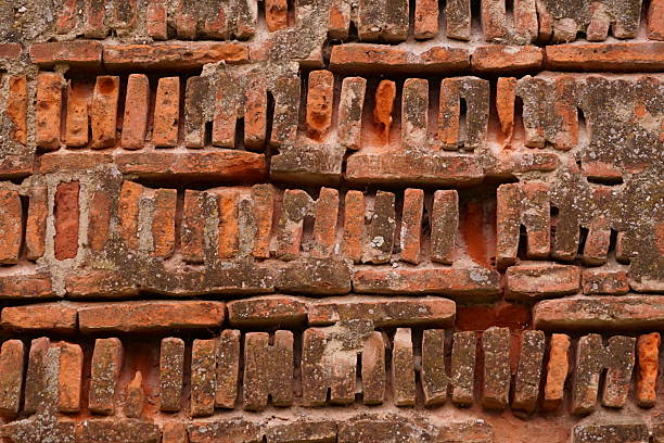 The texture and colors of a brick wall