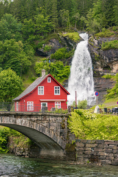 Breathtaking Steinsdalsfossen waterfall near Norheimsund (Norway)