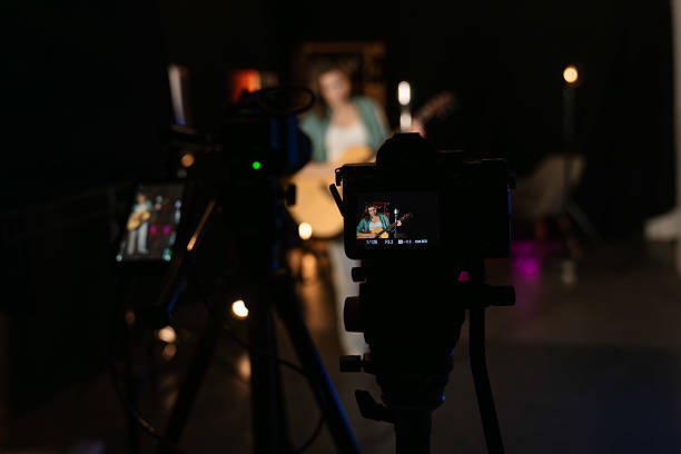 istock Live Acoustic Performance in a Studio with Neon Lights 2217184714