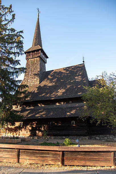 Bucuresti, Romania – October 30, 2023 Old Transylvania Village Houses and church in Romania