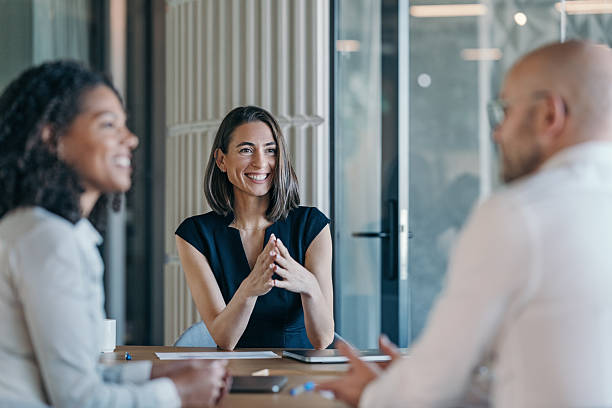 istock Confident businesswoman talking on a meeting 2217192474