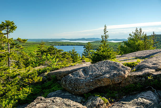 istock Pine Trees Flank Granite Rocks over View of Eagle Lake 2217195355