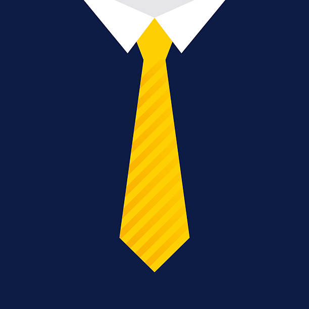 Yellow tie solid blue backdrop symbolizing professionalism, leadership, corporate attire.