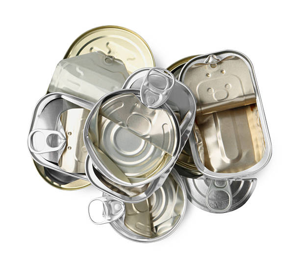 istock Many crumpled tin cans isolated on white, top view 2217199089