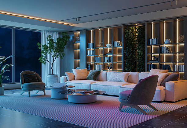 istock Modern Oasis: Living Room with a Vertical Garden 2217199122