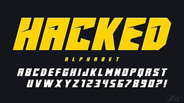 Dynamic alphabet design, typeface, letters and numbers. Vector characters. 15 degrees skew