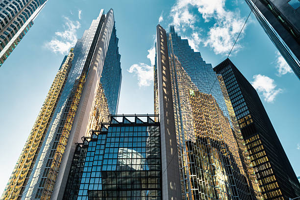 Corporate glass building up view from ground level
