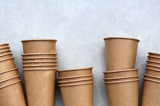 istock Brown paper cups, disposable glass 2217223156