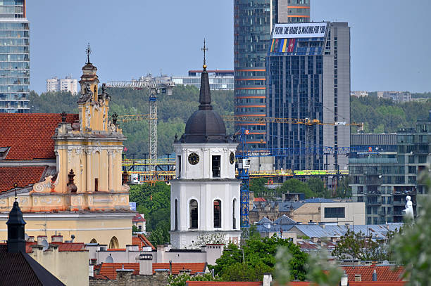 Lithuania, Vilnius, May 22, 2025: Old and new modern architecture of Vilnius, the capital and largest city of Lithuania