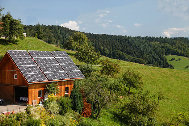 Solar panels on house roof renewable energy
