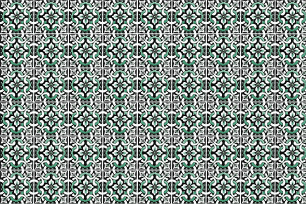 Vintage ceramic tiles wall decoration.Turkish ceramic tiles wall background