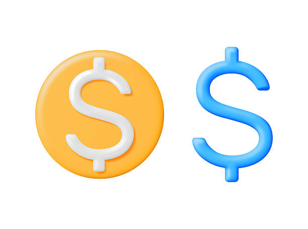 istock Two 3D dollar symbols. One golden coin with white dollar sign. Another blue dollar symbol. Vector illustration set. 2217242058
