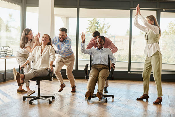 istock Chair race at casual office! 2217252830