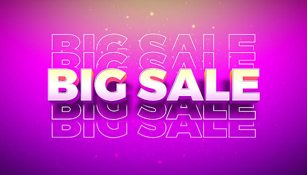 istock Shopping Day Big Sale Banner Design with 3d Text Label on Violet Background. Vector Special Offer Campaign Discount Illustration for Coupon, Voucher, Banner, Flyer, Promotional Poster. 2217257010