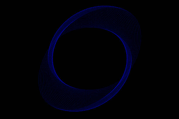Two overlapping circles made of blue lines on a black background. A geometric abstraction ideal for tech-style design, futuristic projects, and presentation layouts.