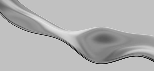 istock 3d abstract liquid chrome metal ribbon wave line render. Silver fluid flow curve shape with steel, aluminum or platinum texture, mercury melt. Gray glossy tape, y2k design element 2217267678