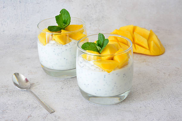 istock Mango Chia Seed Pudding with Mint leaves healthy dessert 2217273919