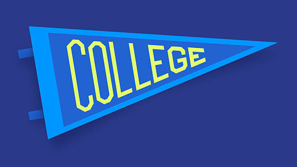 College university triangular flat pennant sports competition school spirit design.