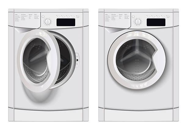 istock Realistic washing machine mockup set with isolated front views of laundry machines with closed and open door vector illustration 2217283616
