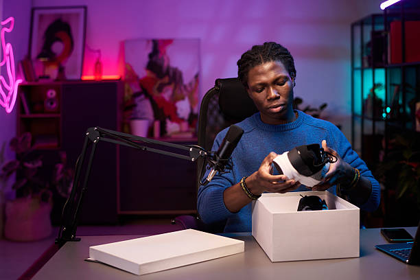 istock Portrait of African American Man Using Virtual Reality Headset 2217287469