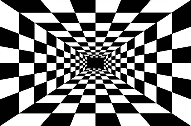 istock Perspective of black and white squares,  Abstract perspective geometric chess background. Perspective Geometric. a black and white checkered pattern. 2217288849
