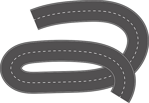 istock Wavy Curves road. Top view of race track. Winding road from top view vector illustration. Empty highway asphalt road, Ariel View Road, Empty highway black asphalt road with dividing lines. 2217291194