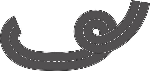 istock Wavy Curves road. Top view of race track. Winding road from top view vector illustration. Empty highway asphalt road, Ariel View Road, Empty highway black asphalt road with dividing lines. 2217291934