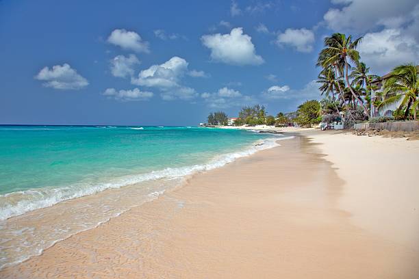 istock Secluded sandy beach with turquoise water 2217304869