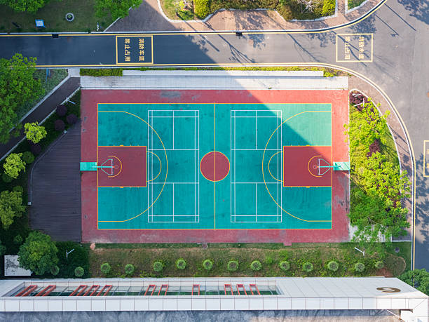 istock Basketball court overhead shot 2217307639