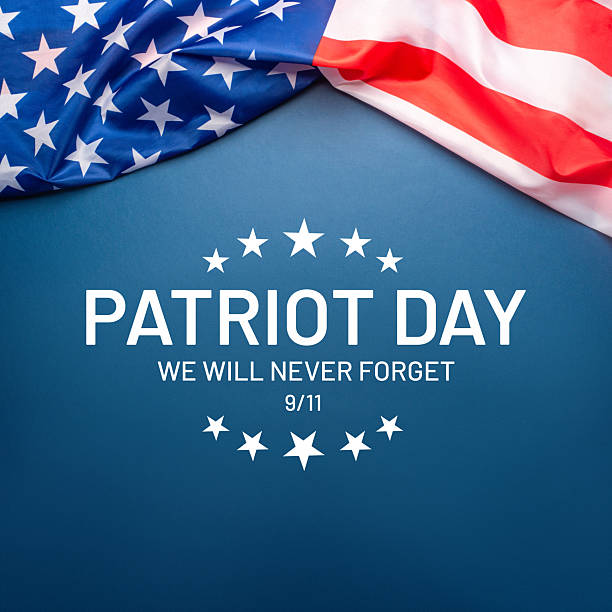 istock Blue background with American flag. 2217310156