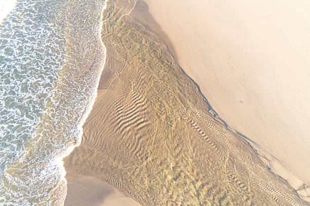 istock top down perspective of intricate sand formations from tidal flow, aerial drone top down view 2217318706