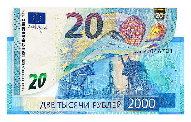 istock Twenty euro and Russian two-thousand ruble banknote 2217320560