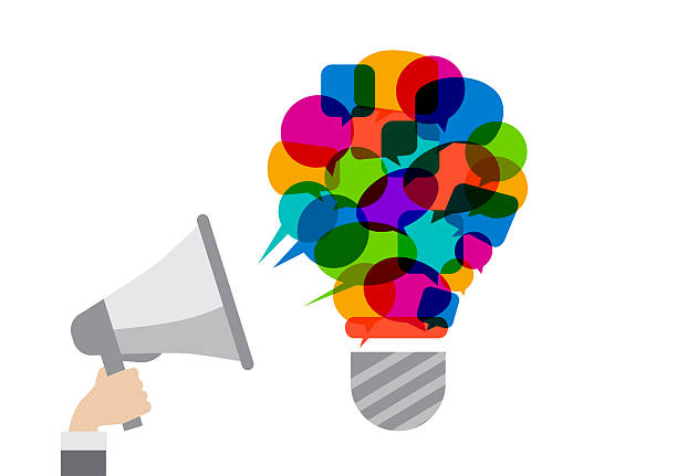 istock Marketing message to communicate with consumer, advertising strategy, media or announcement information dialogue. 2217325152