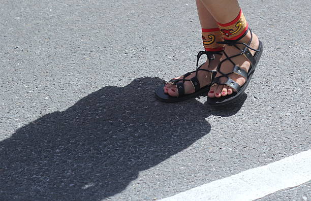 istock A person's feet wearing traditional sandals 2217346687