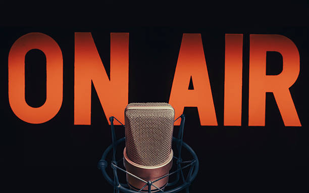 istock Professional microphone and on air sign 2217346722