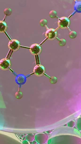 istock 3D abstract render of serotonin molecule zoomed at atomic level inside translucent bubbles, used as scientific art background representing neurochemistry, emotion, and mental health concept 2217350762
