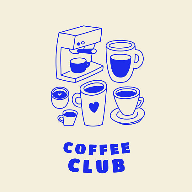 stockillustraties, clipart, cartoons en iconen met vector logo design template and graphic elements for advertising, branding, posters, banners and prints, illustrations, brunch cafe , bakery and coffee shops concepts - koffiekop